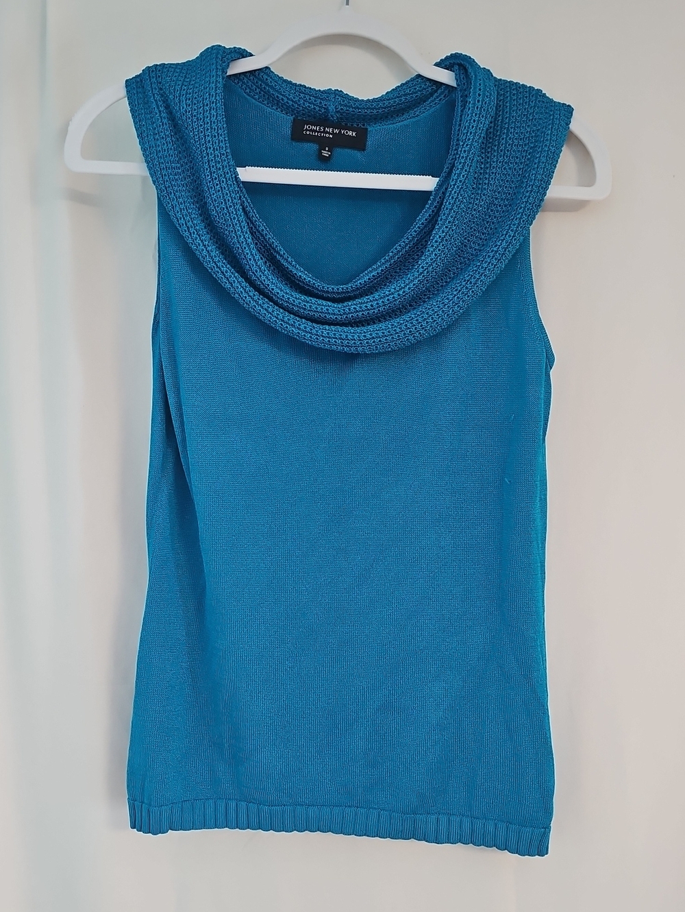 Jones New York Teal Sleeveless Cowl Neck Sweater